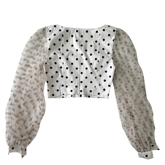NWT💕 STAUD Rose Polka Dot Puff-Sleeve Organza Bustier Top Size 0 - Picture 4 of 7